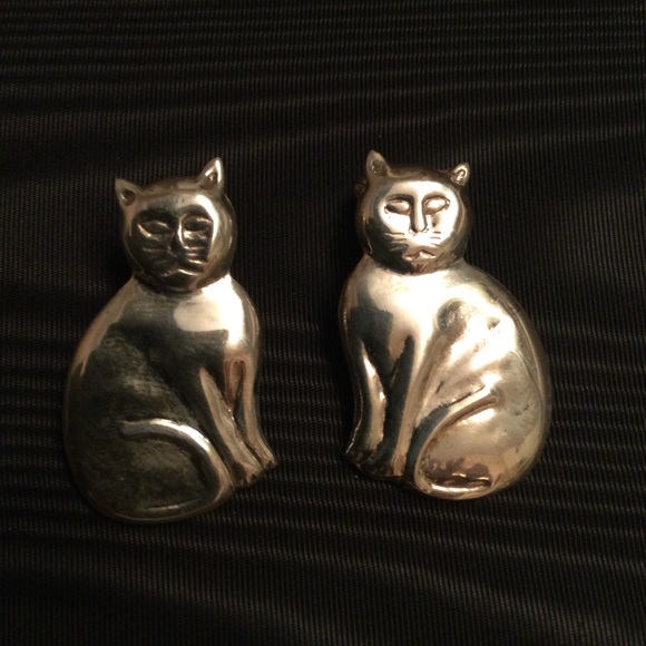 Sterling Silver Sitting Cats - Picture 3 of 3